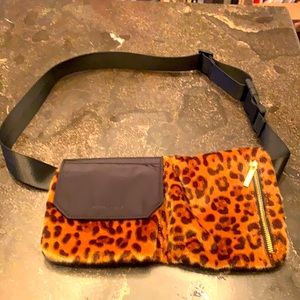 Crossbody/Fanny Pack animal print handbag with gold hardware with 2 compartments